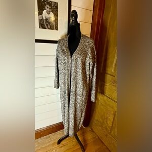 CAbi Coffee Shop Cardigan‎ Duster Gray Rainbow Metallic Style #3881 Size M Long